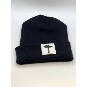 UNBRANDED Men's Black Knit Patch Logo Cuffed Beanie SZ OS